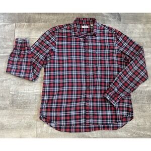 Burberry Brit Men's Plaid Shirt XL‎ Navy Red Long Sleeve Flannel Lightweight